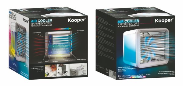 Kooper Mini Climatizzatore Portatile: Raffreddatore d'aria; CROMORELAX 7 colorazioni LED; Cavo USB; 7.5 W