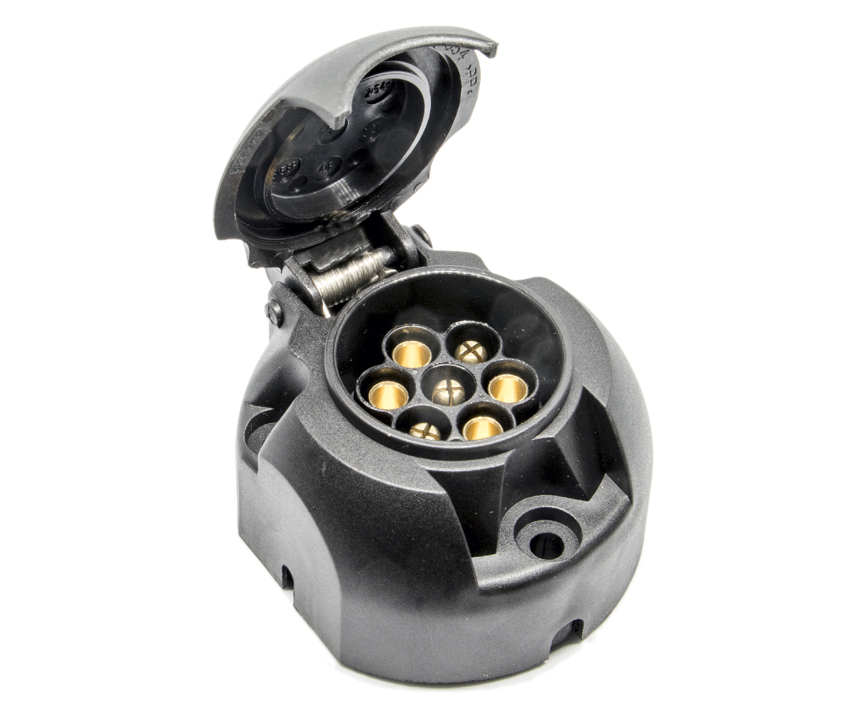 COPAT PRESA 12V 7 POLI Rimorchio,Norma ISO1724,12V Presa Rimorchio 7Poli,con Guarnizione Kit isolante e Impermeabile per prese Rimorchio femmina per Auto RV gancio traino(tondo)