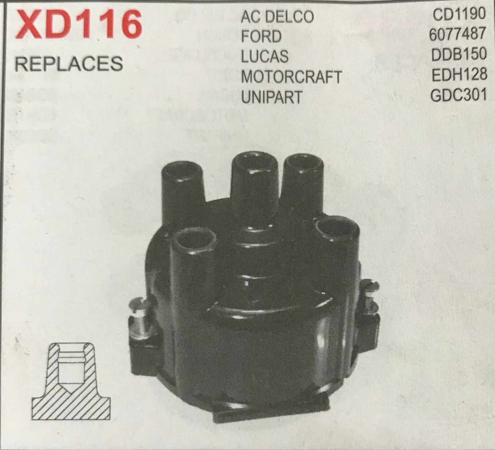 LUCAS DDB150 Distributor Cap Ford Escort, Morgan Four-Four & Reliant Scimitar