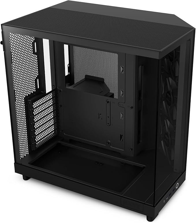 NZXT H6 Flow, CC-H61FB-01, Case Mid-Tower Compatto a Doppia Camera con Flusso d'Aria, Pannelli in Vetro Panoramico, Flusso d'Aria ad Alte Prestazioni, Include 3 Ventole da 120 mm, Nero