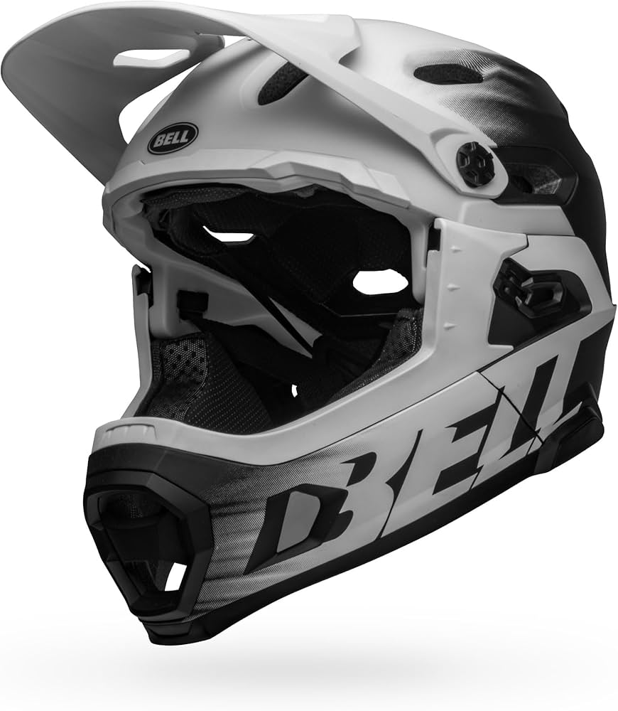 BELL Casco Super DH MIPS MTB, Unisex, Nero Opaco/Bianco, L (NUOVO)