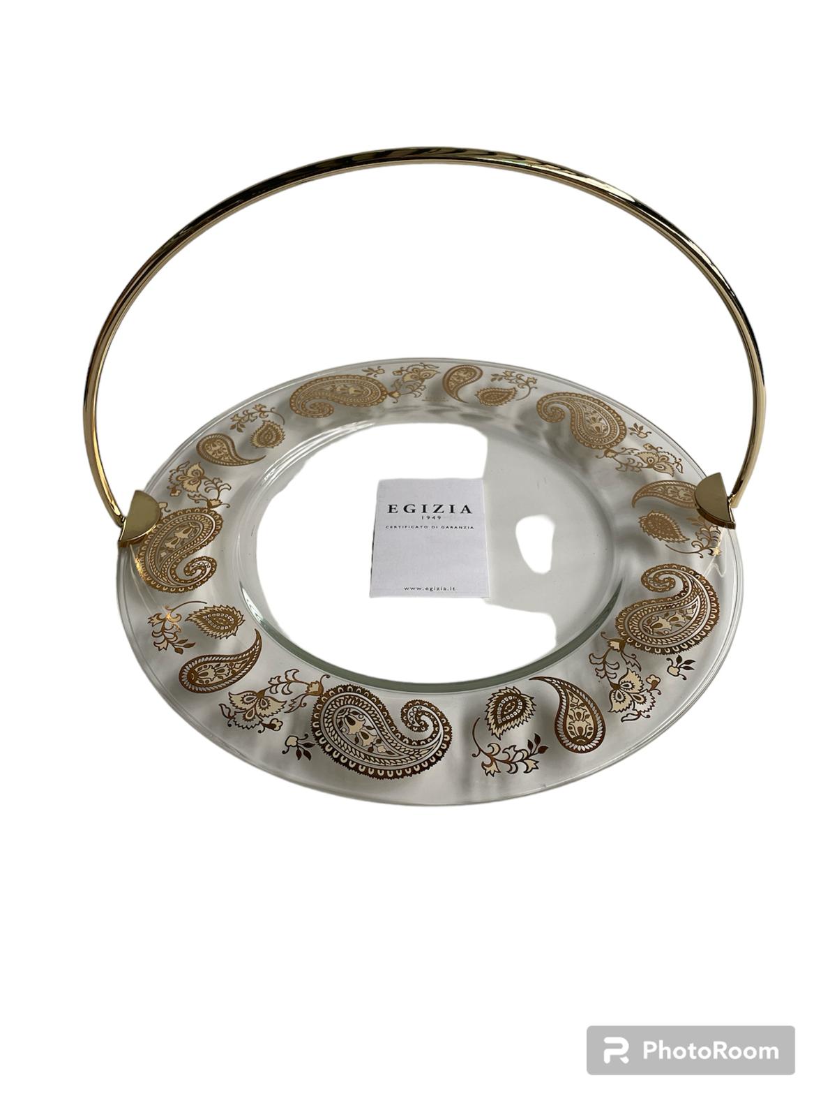 piatto porta torta linea egizia filo d'oro