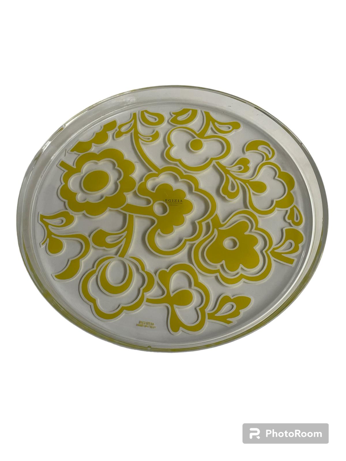 vassoio tondino verde fiori e abbracci linea egizia filo d'oro