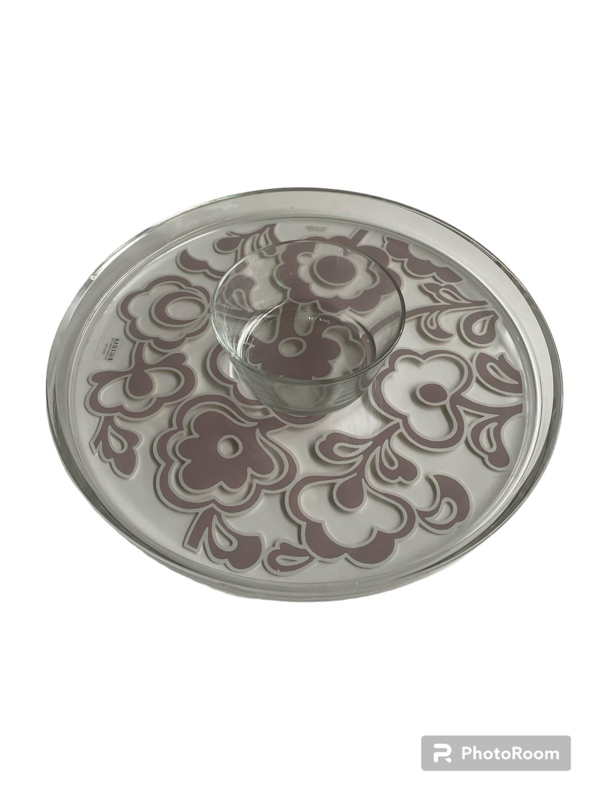 piatto torta tortora c/coppetta fiori e abbracci linea egizia filo d'oro