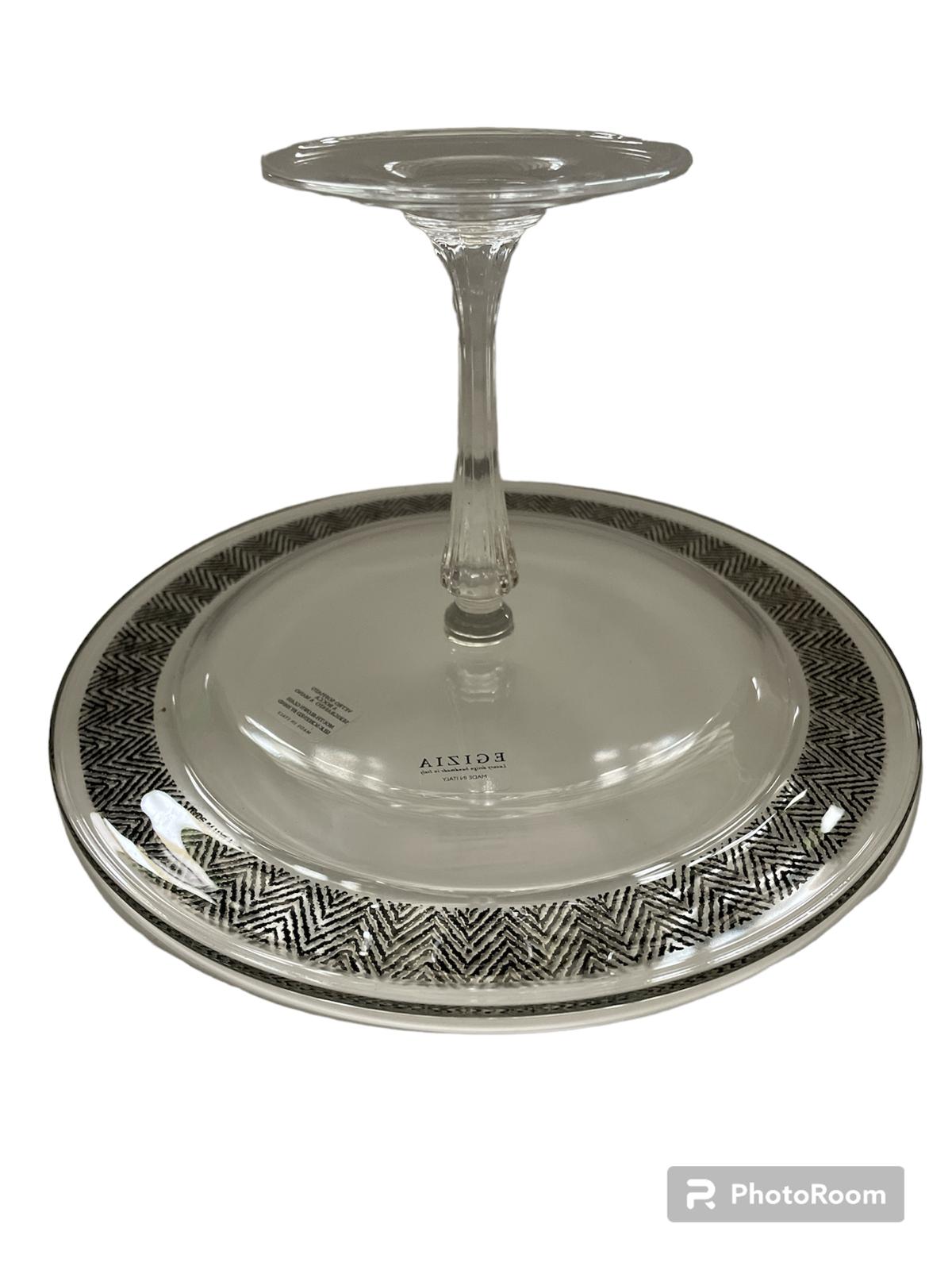 alzatina dessert spigato argento linea egzia filo d'oro