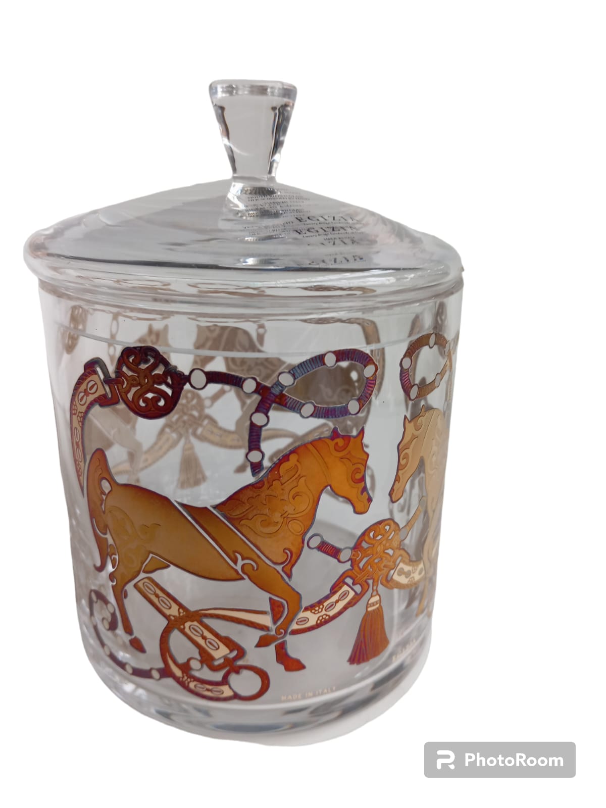 porta caramelle vaso in vetro con coperchio barattolo scatola siro draghi spadafora linea egizia filo d'oro