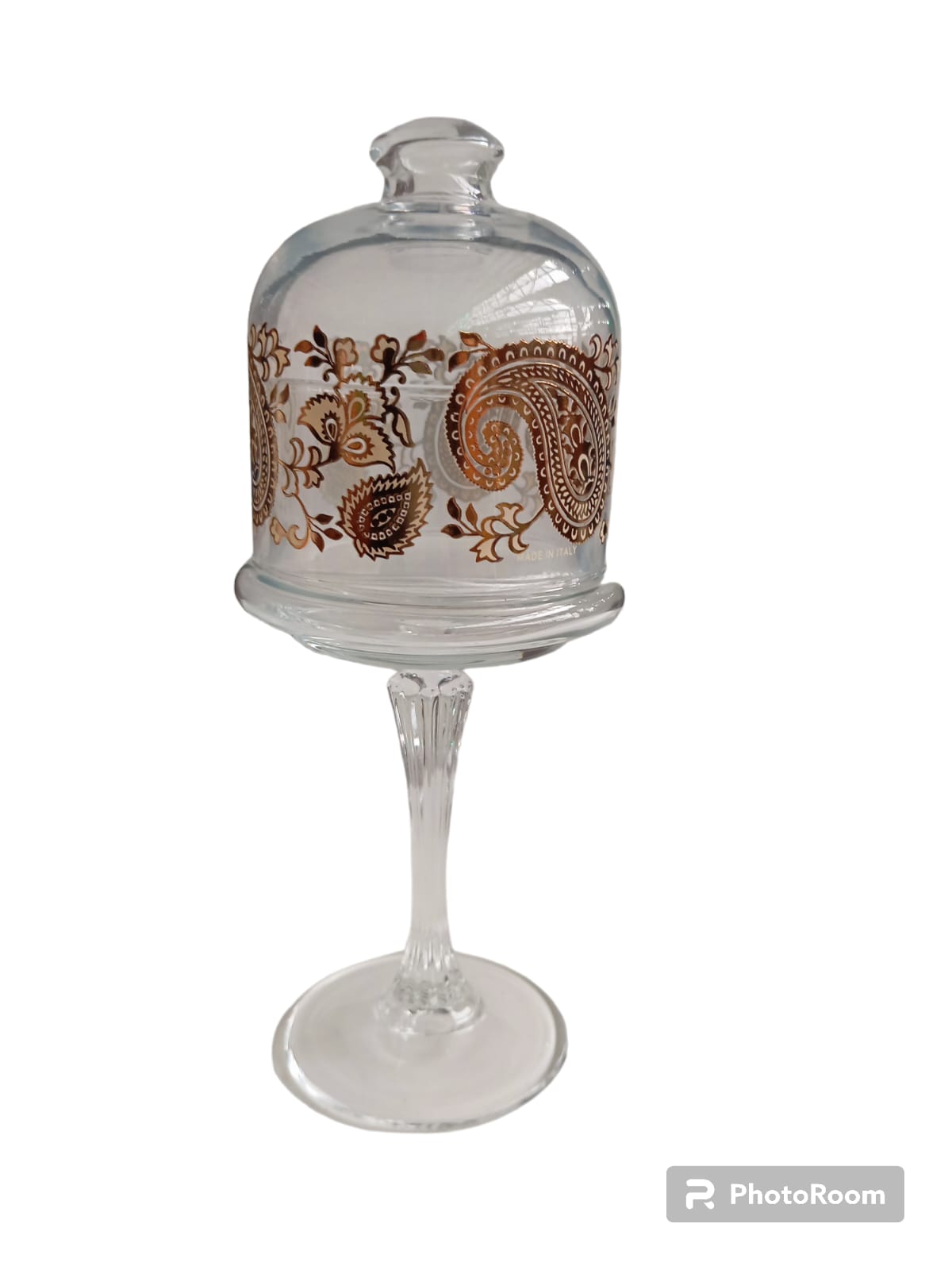 barattolo in vetro footed small candy box linea egizia filo d'oro