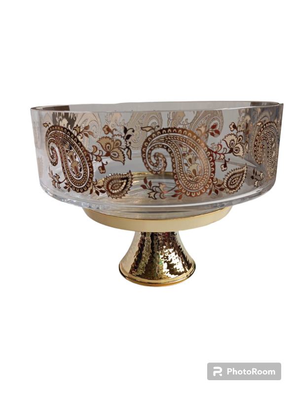 centrotavola con alzata footed centrep. big with pied. samarah g linea egizia filo d'oro