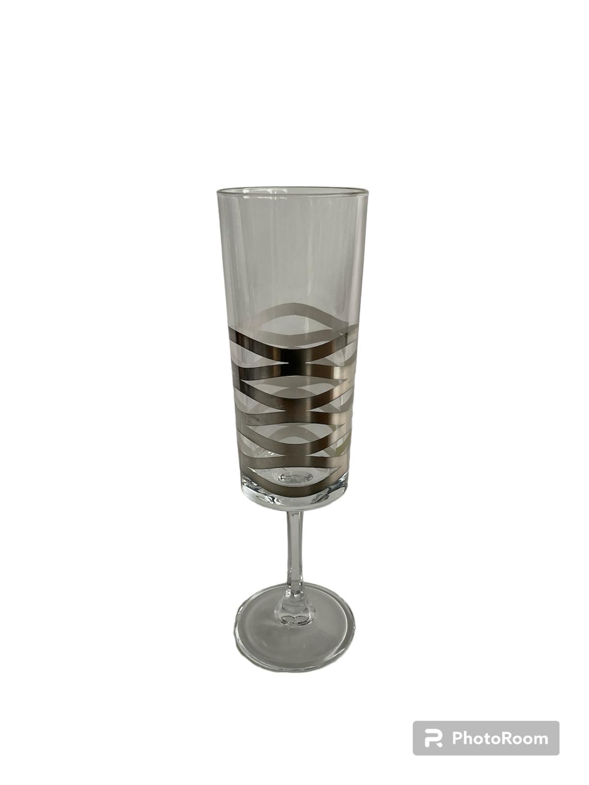 bicchieri set 6 flut onde argento linea egizia filo d'oro