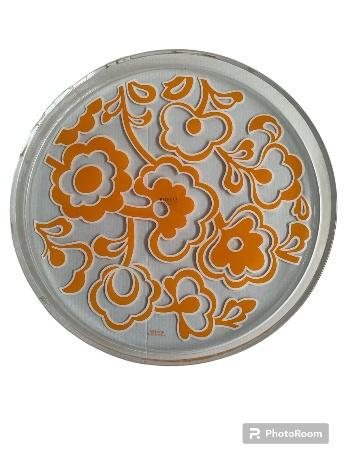 vassoio tondino grande arancio fiori e abbracci linea egizia