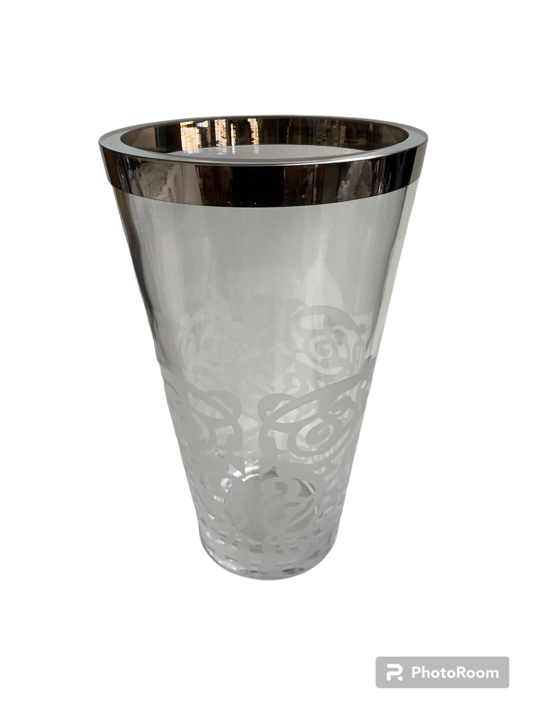 vaso conico platinum stricia argnto d17.5 h30 linea egizia filo d'oro