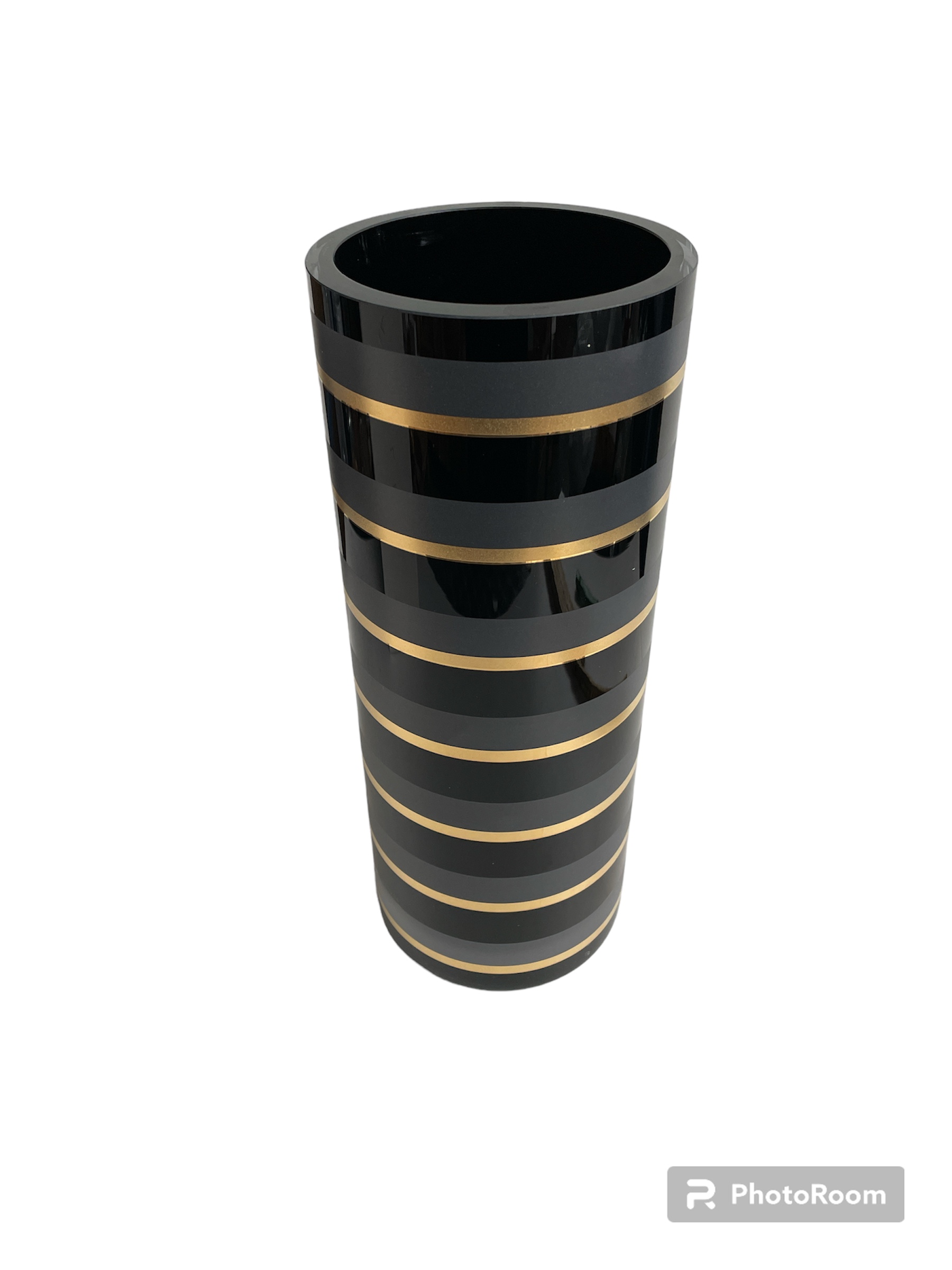 vaso black line oro e satinato d12 h30 linea egizia filo d'oro