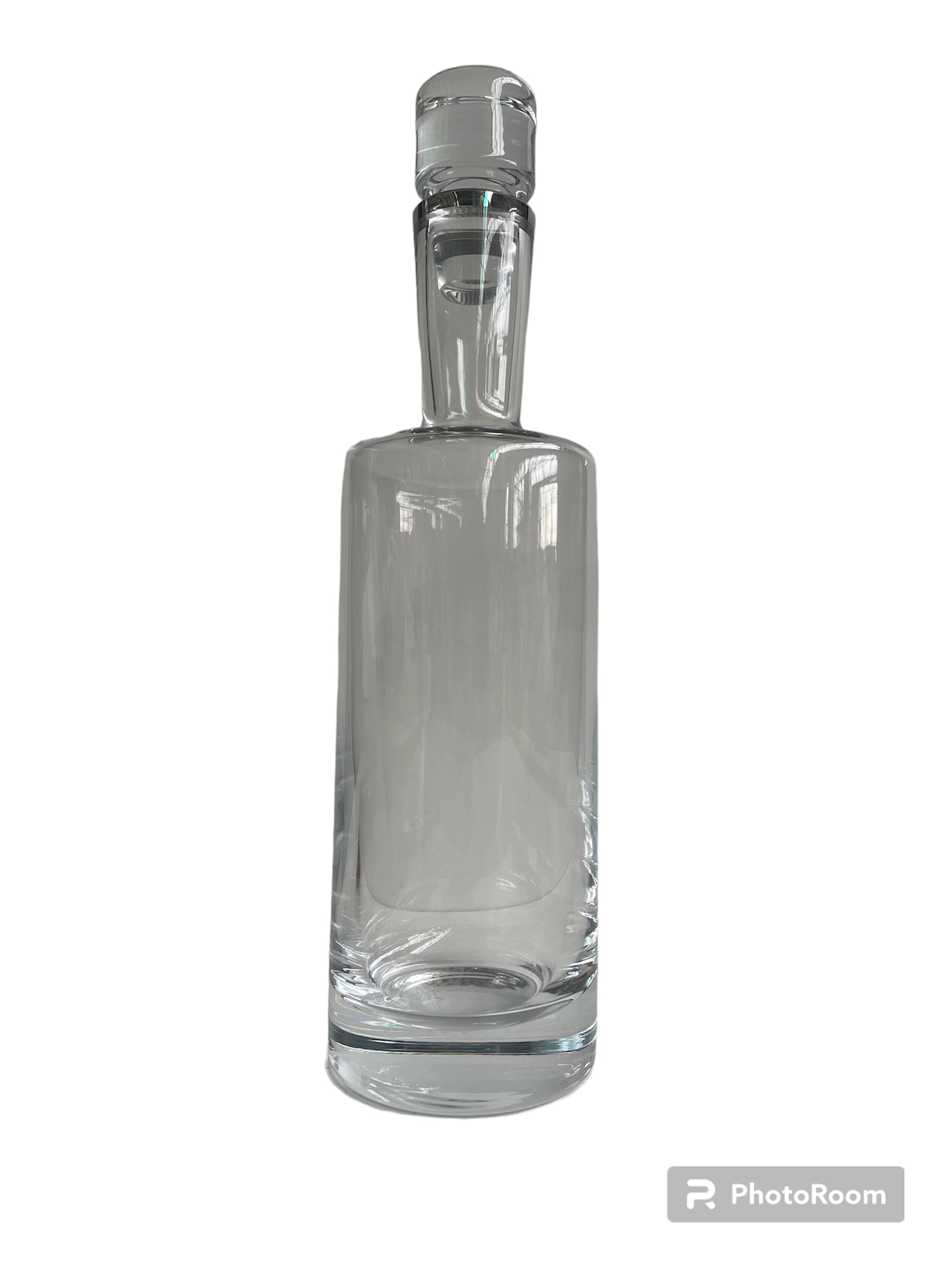 bottiglia vetro h35cm con tappo vetro linea egizia filo platino