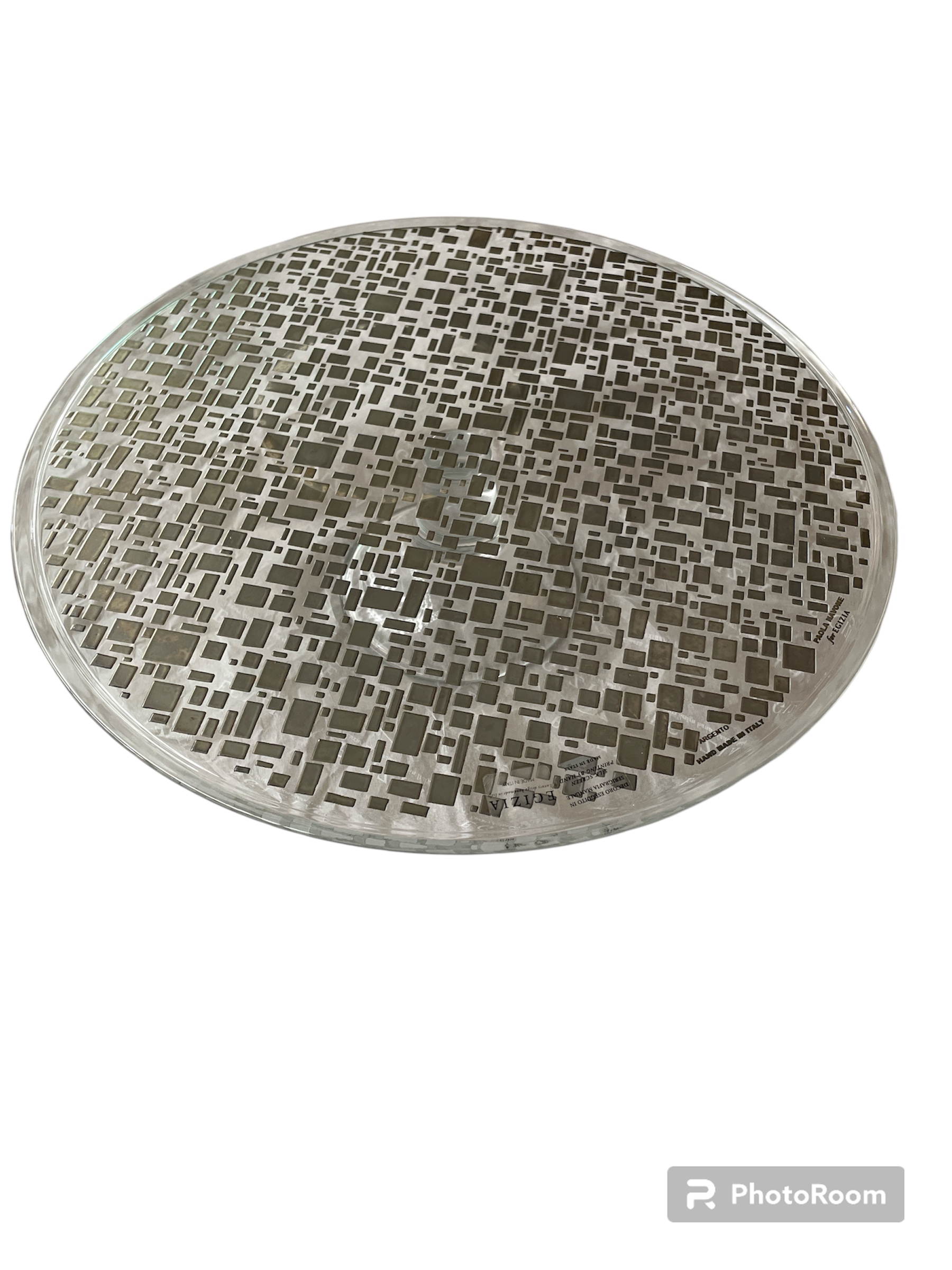 footed cake plate gold quad. small silver relief porta torta d32 linea egizia