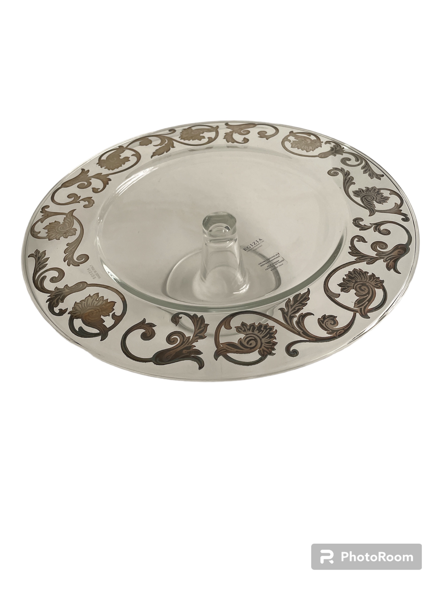 footed large cake plate arabasque silver d32cm linea egizia
