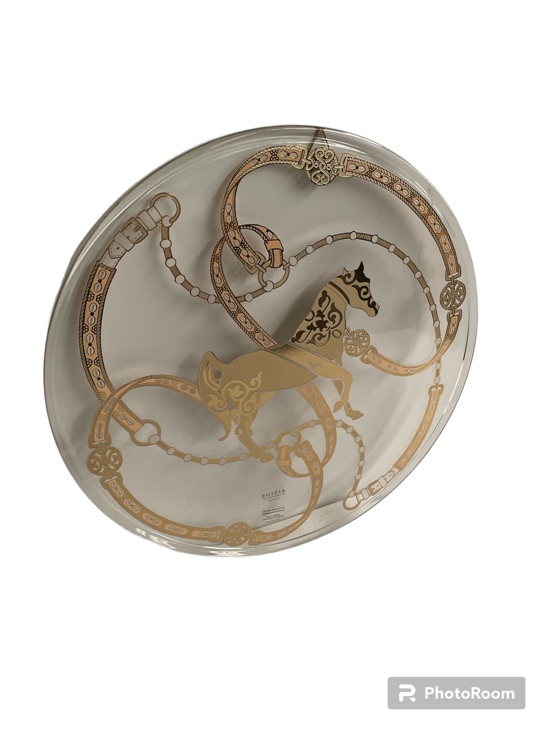 wall plate horse gold d32 linea egizia filo d'oro
