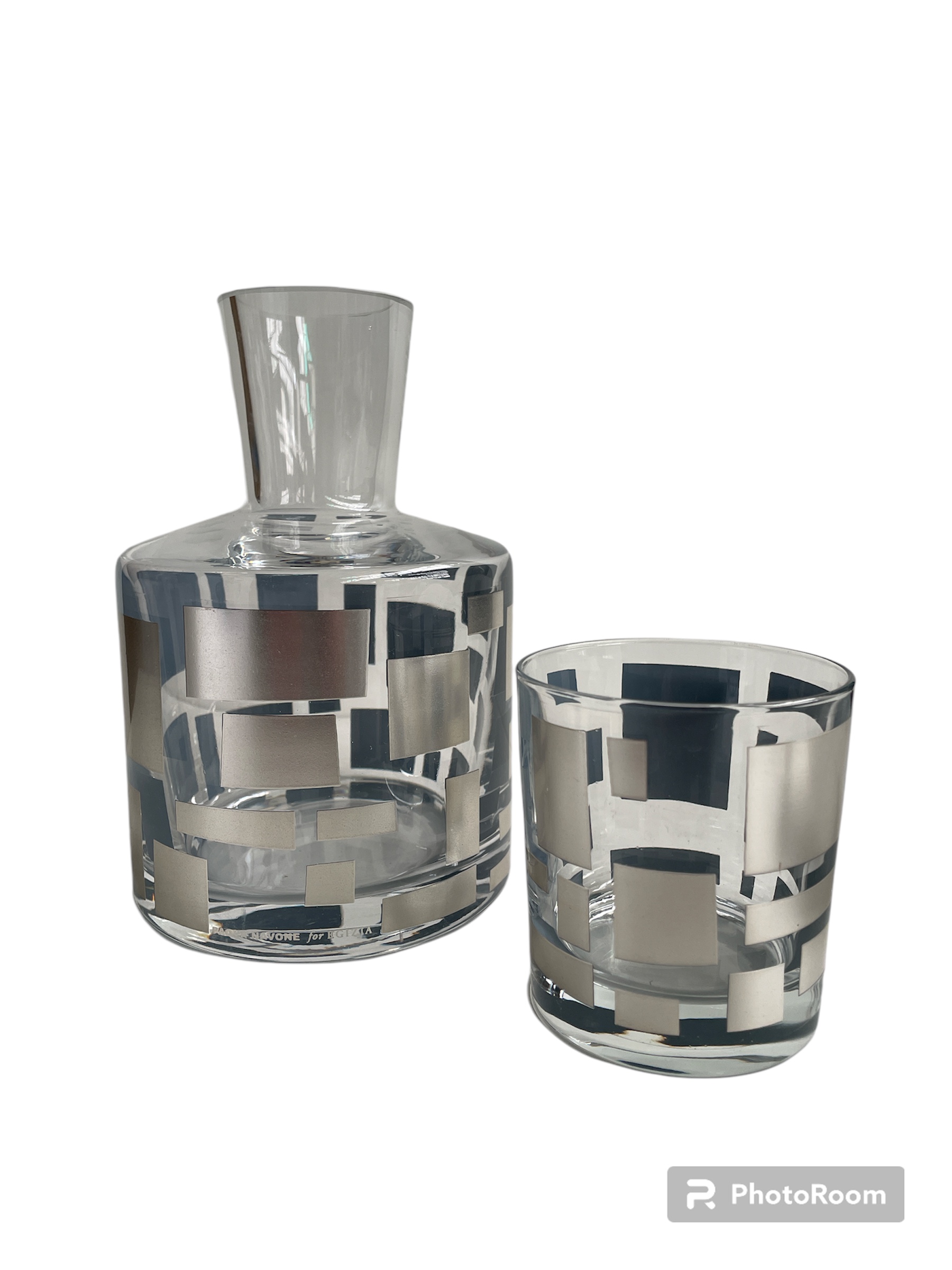 ervito notte big 01 grigio argento set brocca 1/2 l+ bicchiere  linea egizia