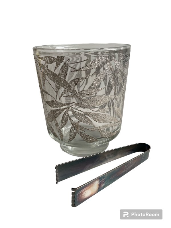 box vaso vetro porta ghiaccio d14 h18cm c/pinze foglie bamboo luxury ics bucket set bamboo leaves with tongs by samadi linea egizia