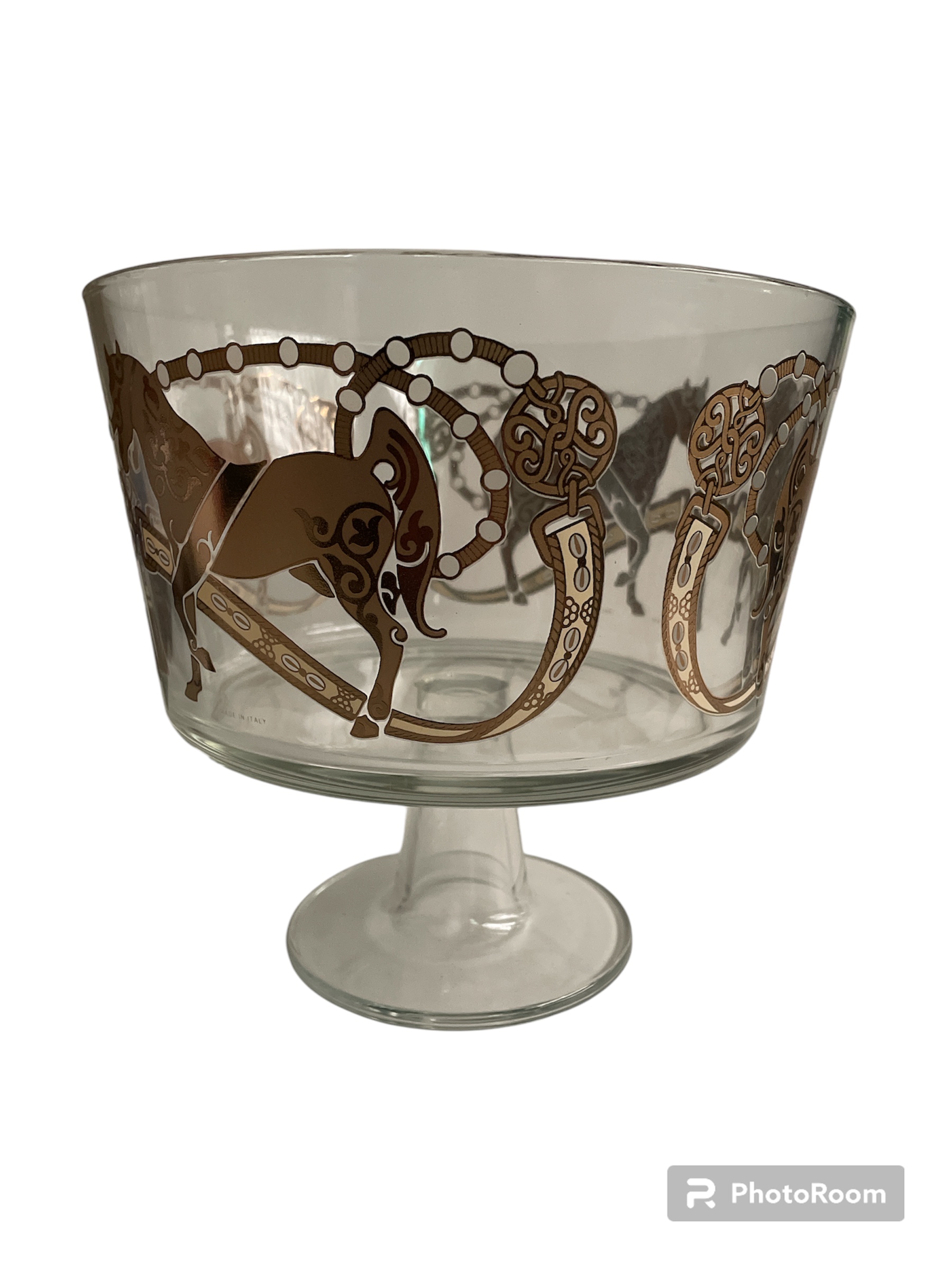 porta torta footed bowl d21 h20cm horses g&b linea egizia filo d'oro