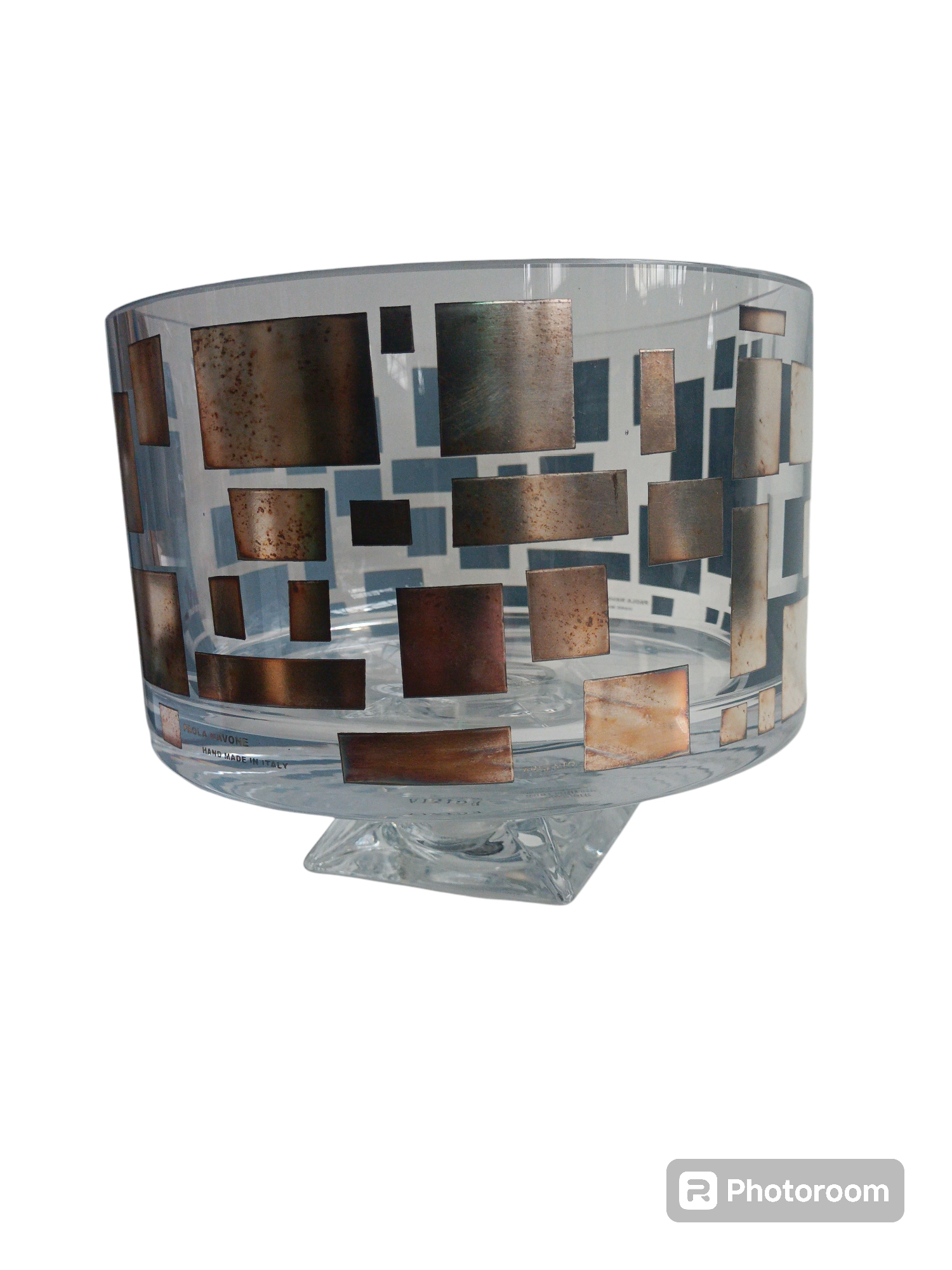 alzata xl d22 h17.5cm fusion quadrotto big 01 grigia argento linea egizia