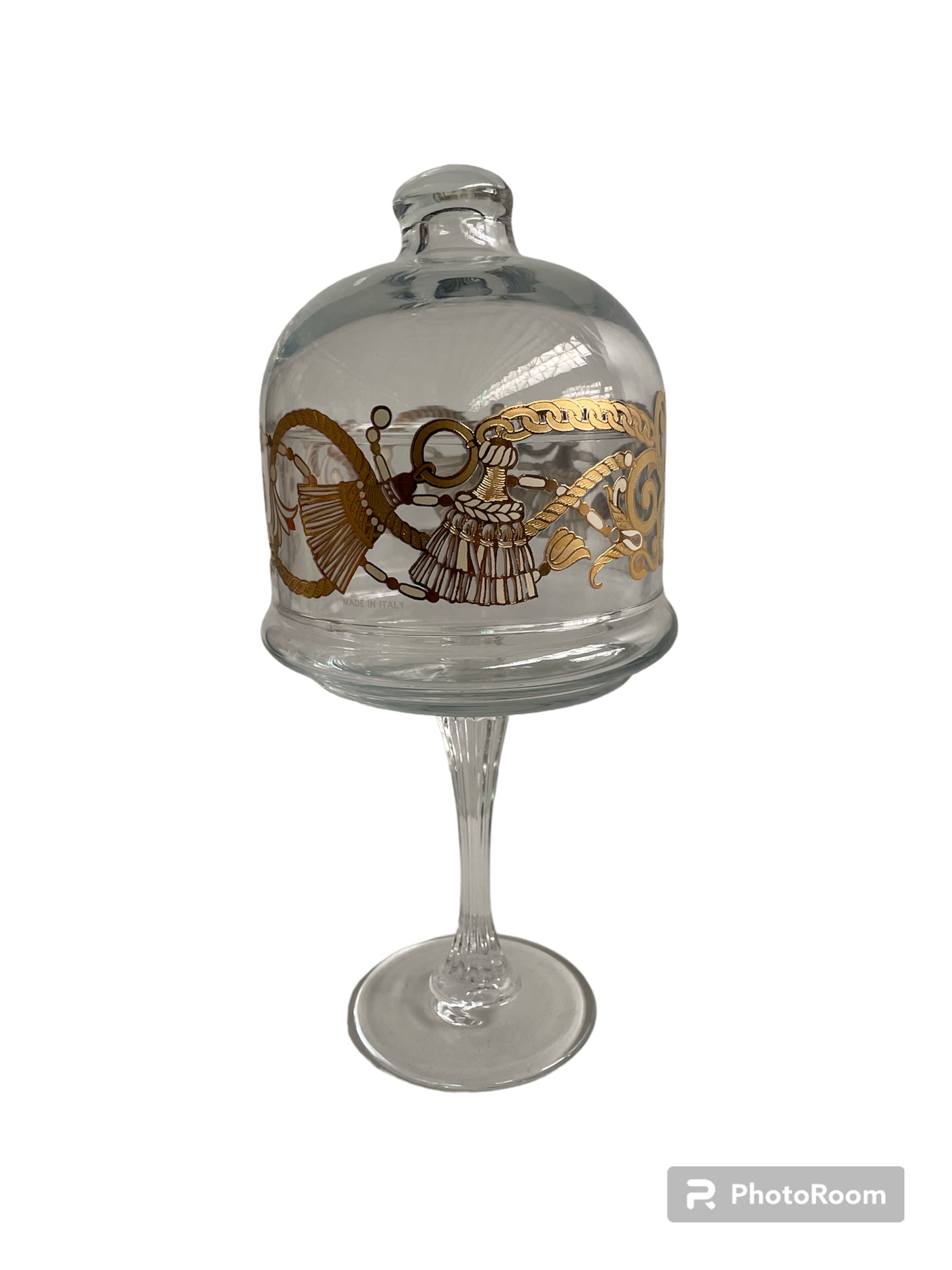 porta caramelle footed candy box martingala d10 h24cm linea egizia filo d'oro