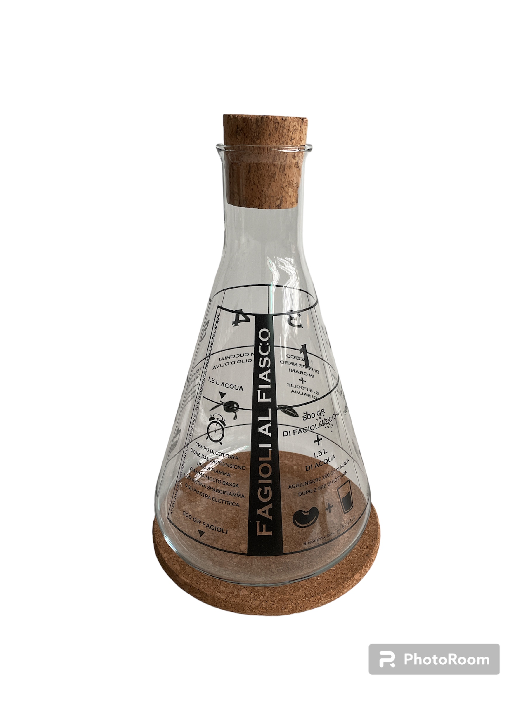 bollitore 1.5 l x fagioli al fiasco c/tappoe poggiapentola in sughero linea egizia