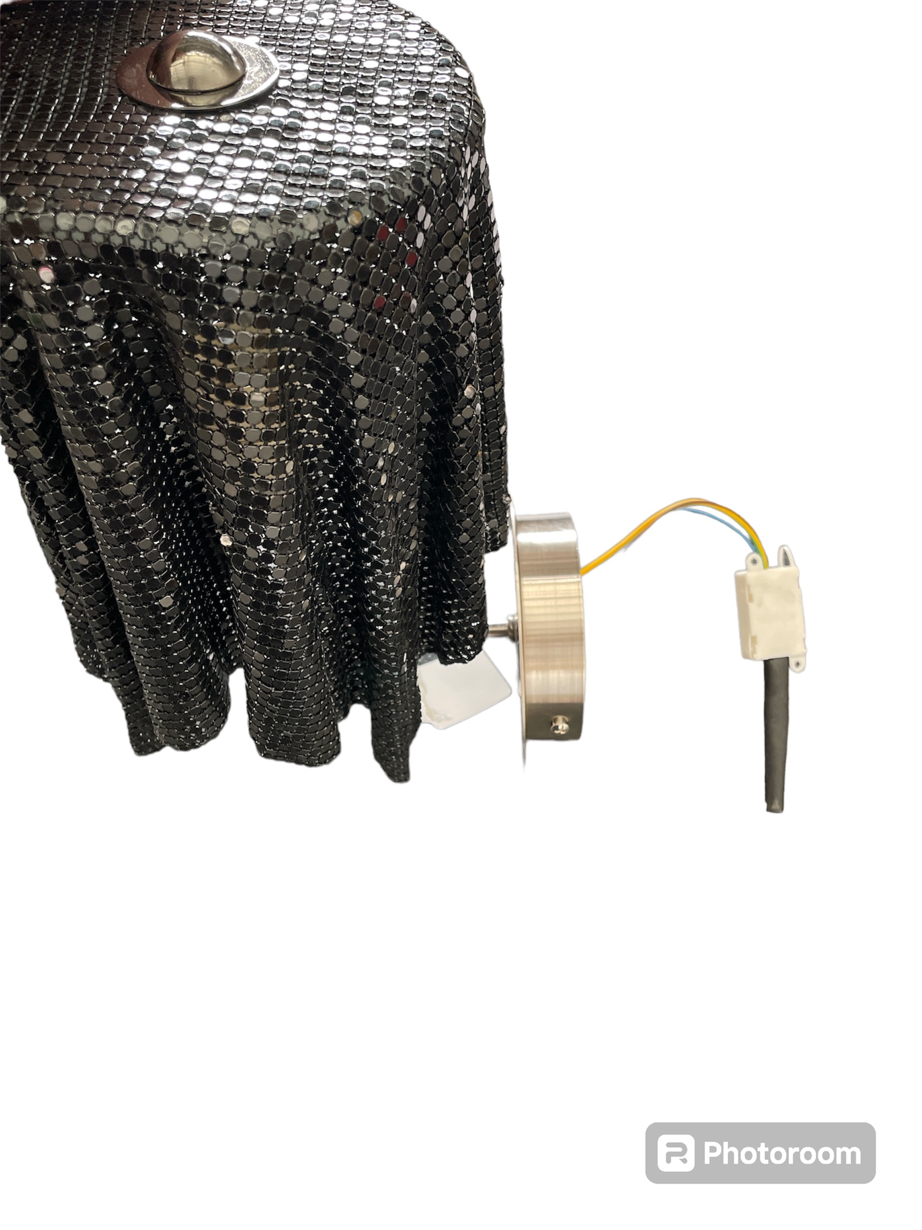 lampada da parete design stellare c/ maglia in acciaio payette nera