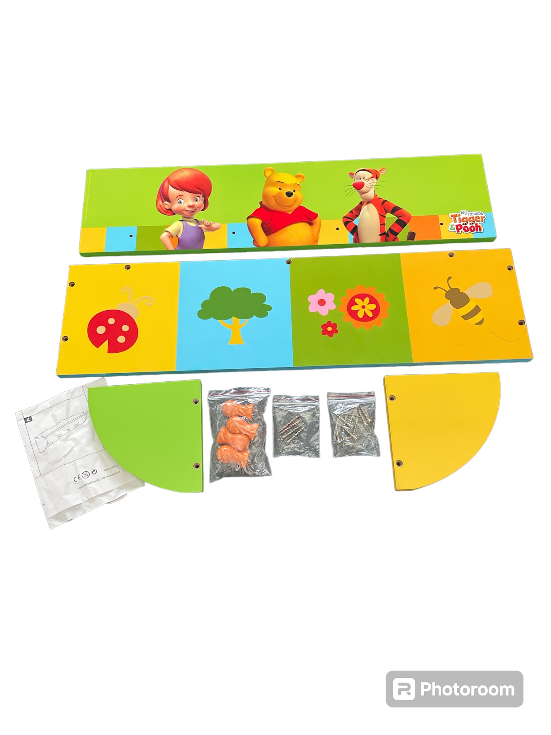 Mensola appendiabiti colorata x cameretta bimbi Winnie The Pooh 15x16x60cm