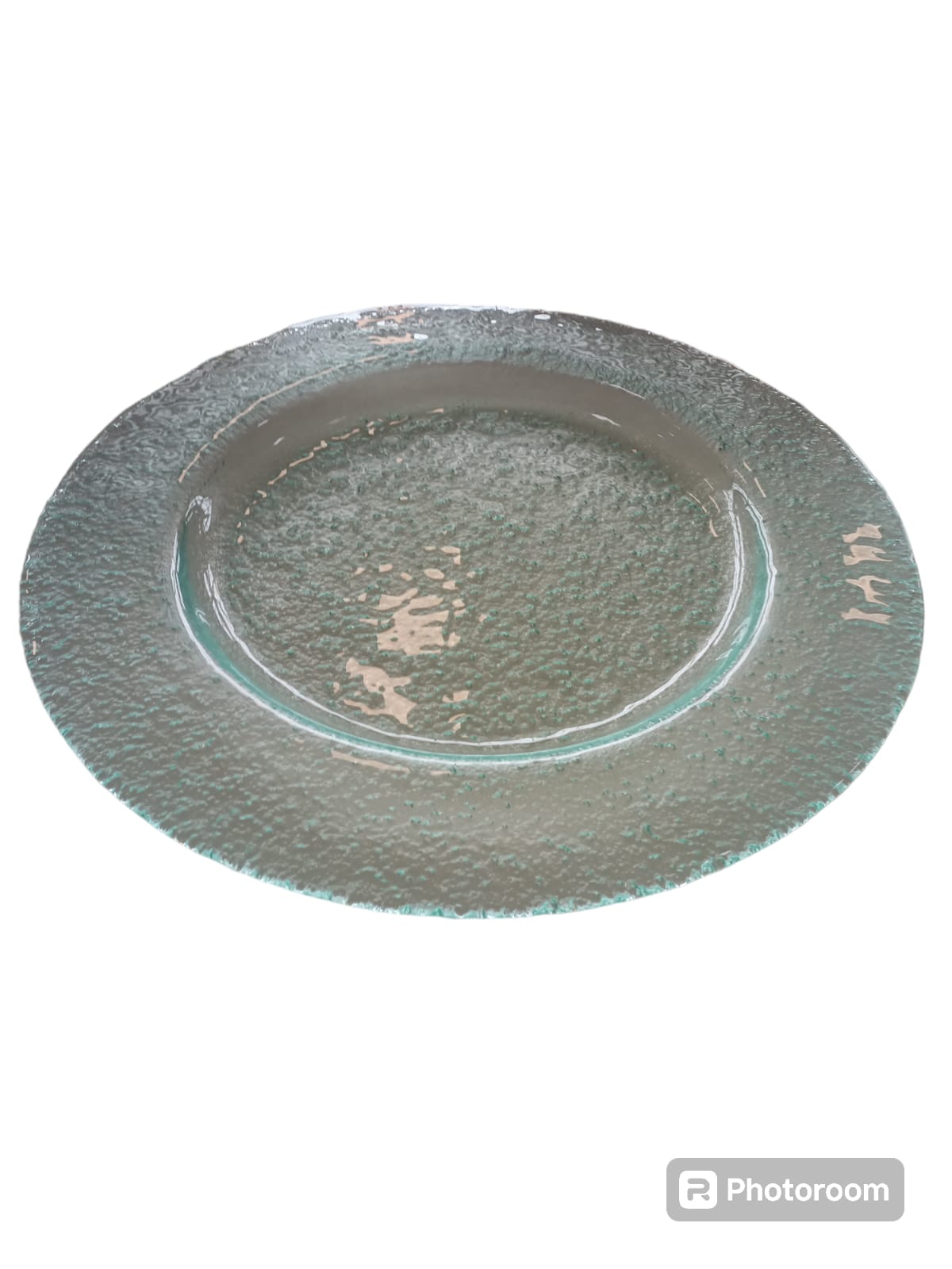 Piatto in vetro artigianale fatto a mano centrotavola con bolle diametro 60cm ALTO 12CM