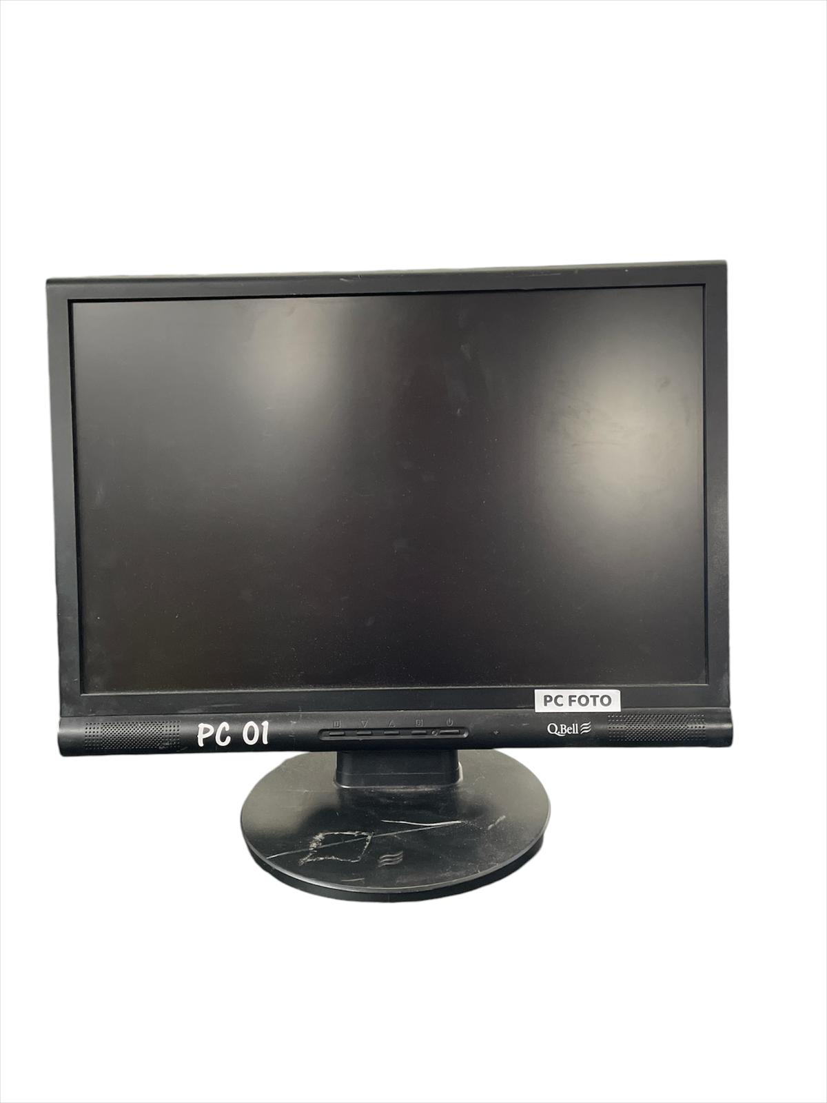 Q.BELL 19F-4 L91C MONITOR LCD DISPLAY 19” 4:3 5:4 SCHERMO COMPUTER DVR CASSA USATO con graffi