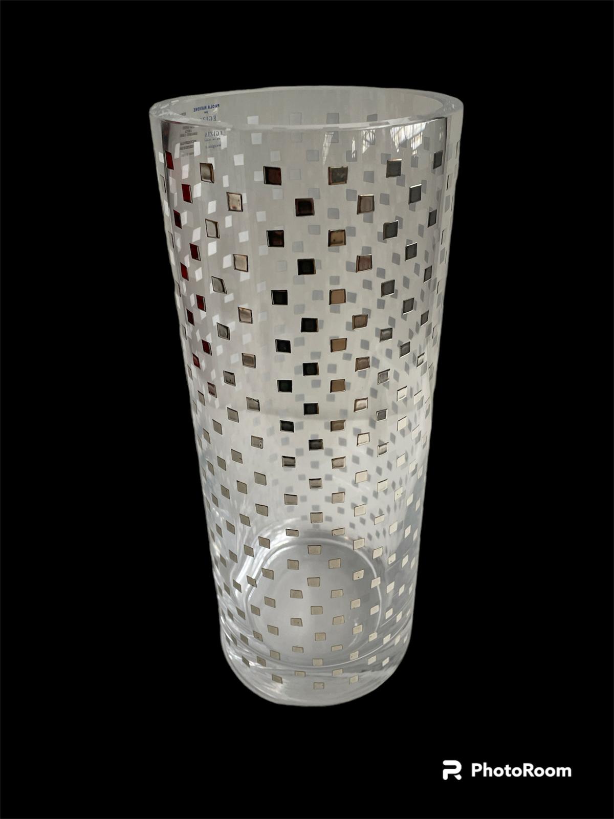 vaso xl2 small white silver quadrotto linea egizia filo d'oro