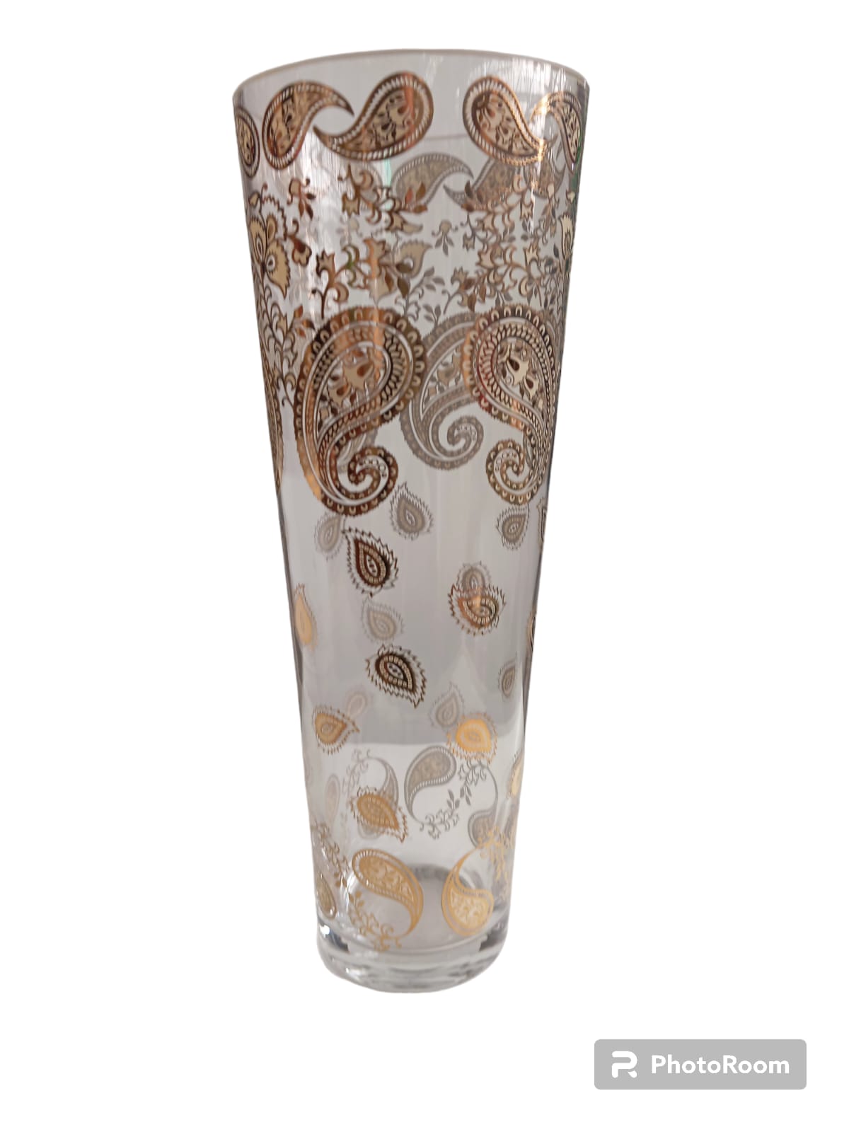 vaso in vetro h40 samarah goldlinea egizia filo d'oro