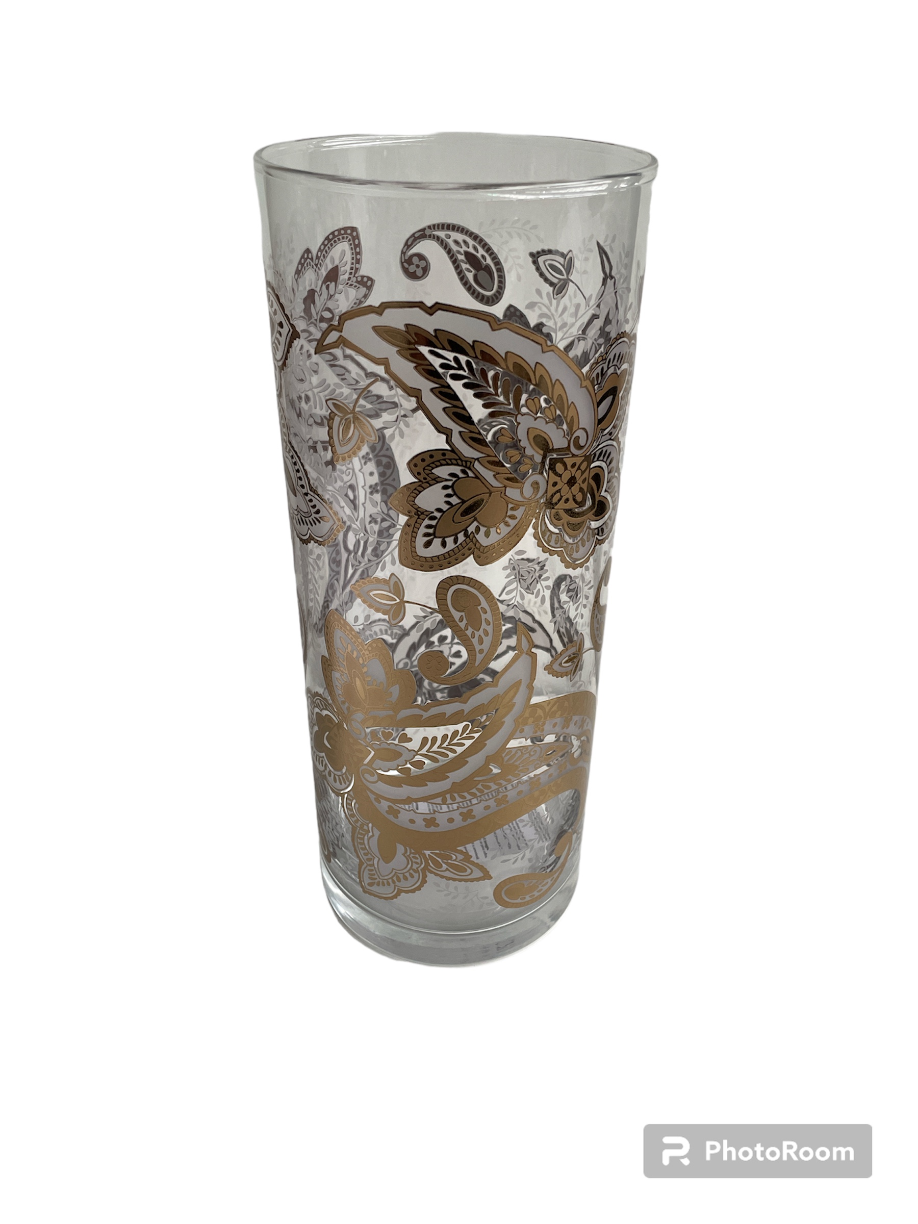 vaso cilindrico d12 h30 buta gold linea egizia filo d'oro