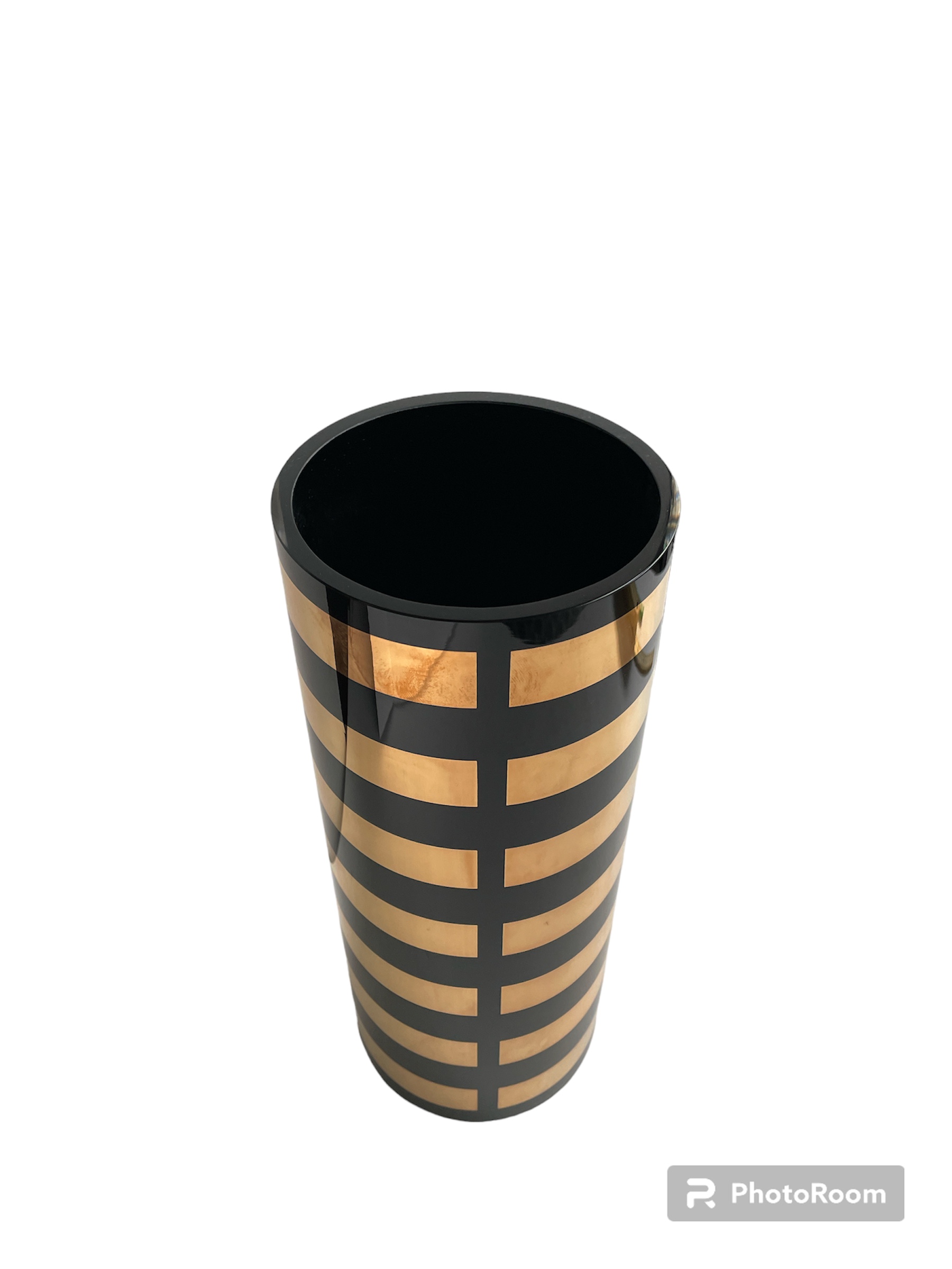 vaso ilindrico black line oro d12 h30 linea egizia filo d'oro