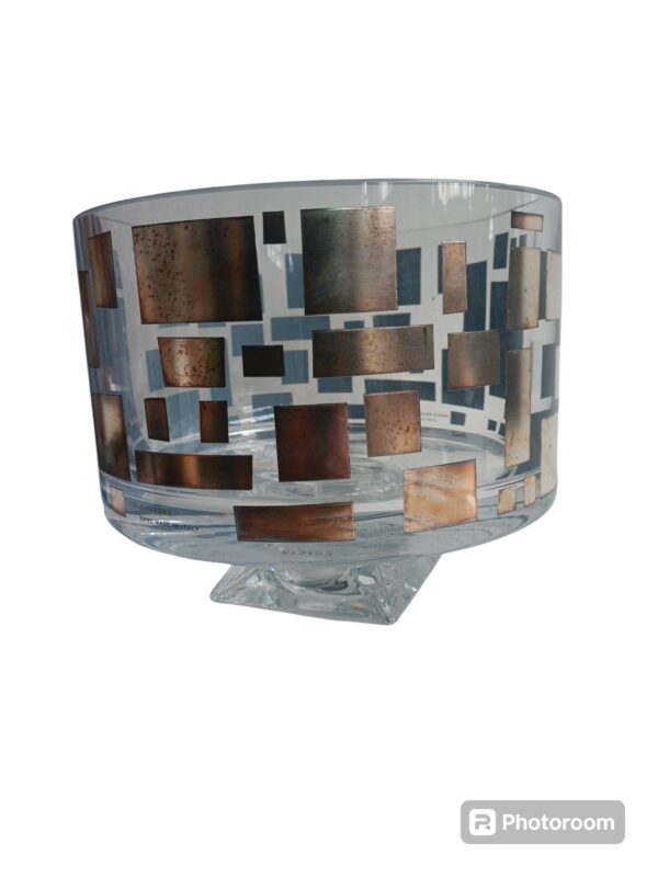 alzata xl d22 h17.5cm fusion quadrotto big 01 grigia argento linea egizia