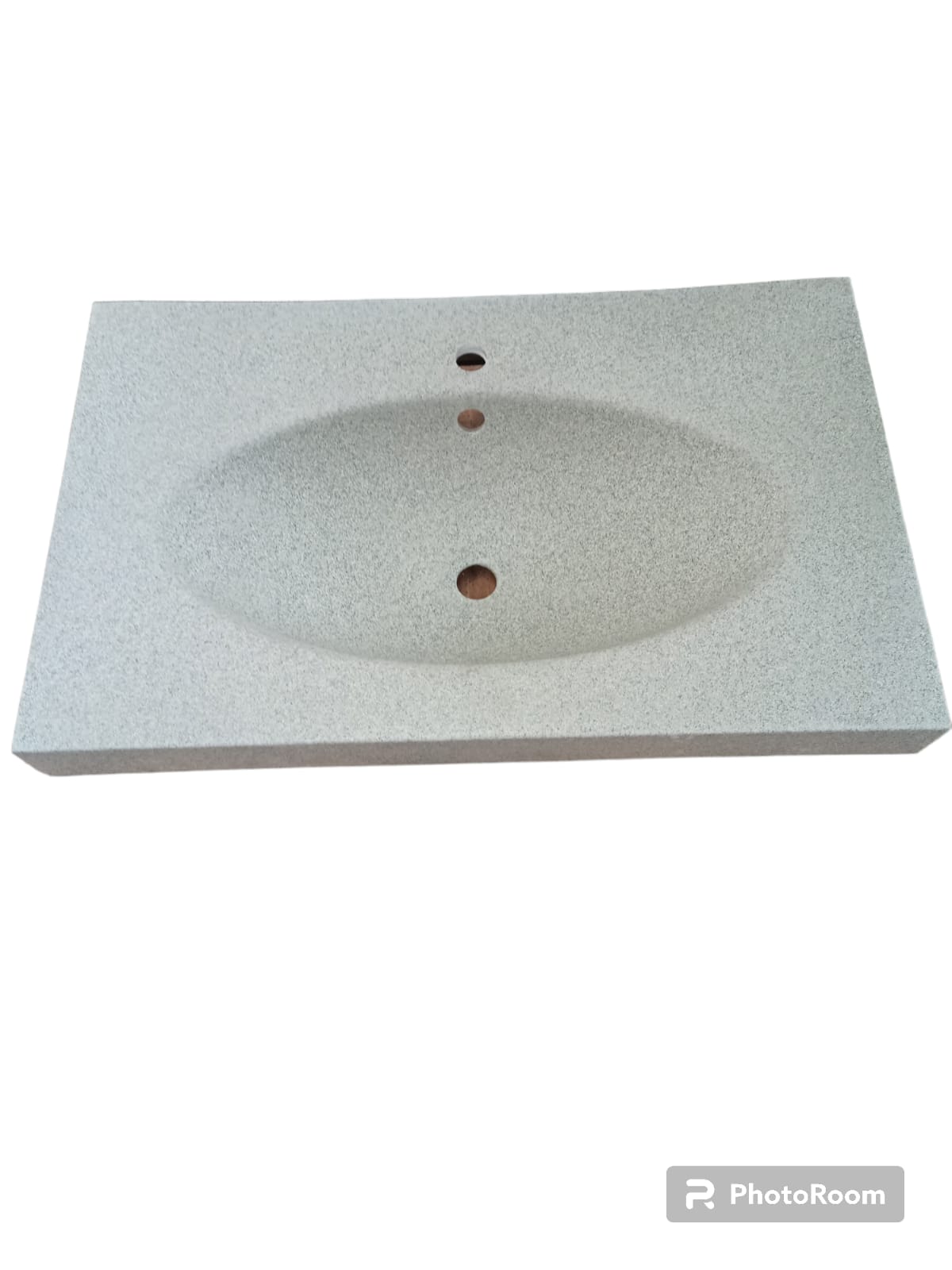 TOP LAVABO LAVANDINO INTEGRATO SOSPESO GRIGIO MARMORESINA BUGNATO PIETRA ARREDO BAGNO 84,5x53