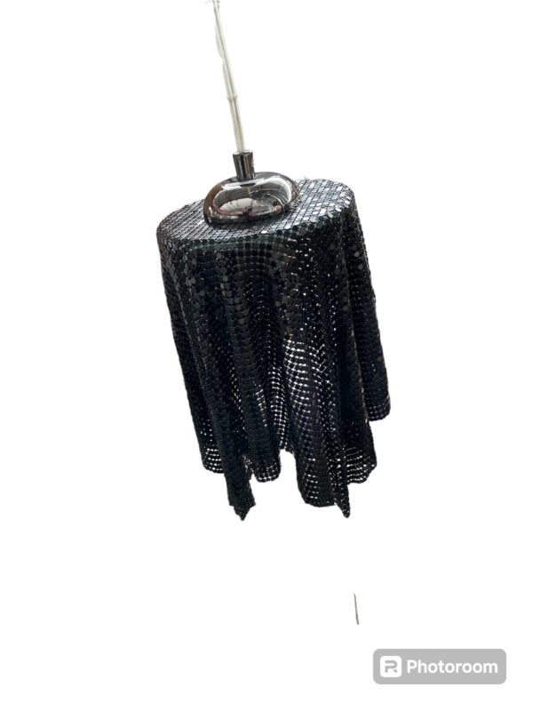 Lampada a sospensione Design Stellare in maglia d'acciaio payette nera