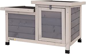 lionto Conigliera Piccola Casa per Animali Roditori Casa in Legno Grigio 70 x 43 x 45 cm (USATO - BUONE CONDIZIONI)