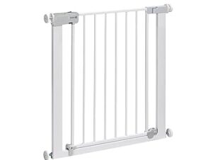 Safety 1st Cancelletto per scale con chiusura automatica, chiusura automatica da qualsiasi angolazione, senza fori, cancelletto per porta con bloccaggio, estensibile fino a 136 cm (da 6 a 24 mesi), bianco (scatola rovinata - USATO SOLO PER ESPOSIZIONE)