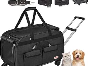 VEVOR Zaino per cani pieghevole Zaino per cani Capacità di carico massima 15,8 kg Borsa per il trasporto in tessuto Oxford 600D Carrello per cani con 4 ruote Borse portaoggetti Carrello per animali domestici Ideale per viaggi in auto