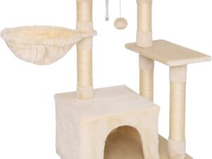 lionto Tiragraffi per gatti, Albero da arrampicata, Albero per gatti, 85 cm, BEIGE (USATO PER ESPOSIZIONE)