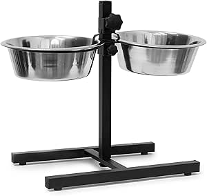 Relaxdays Ciotole per Gatti in Acciaio Inox, Set Doppio, Barra per Cani Regolabile in Altezza con Supporto per Ciotole e 2 Ciotole per Cani Rimovibili Barra per Gatti / Barra per Gatti in Metallo NUOVO - USATO SOLO PER ESPOSIZIONE (senza viti) (USATO SOLO PER ESPOSIZIONE)