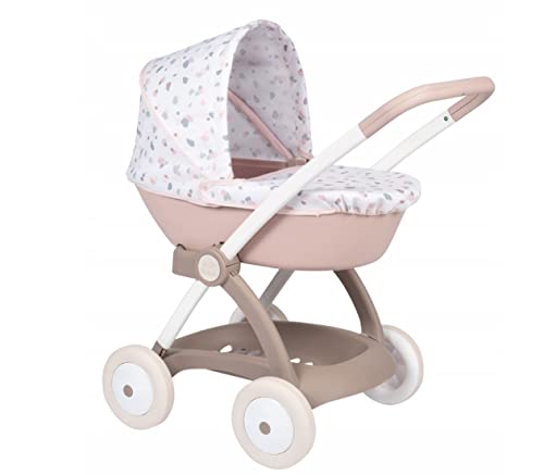 Smoby- Baby Nurse Carrozzina, 7600254118, +18 mesi, con cappottina reclinabile, copertina, h 55 cm