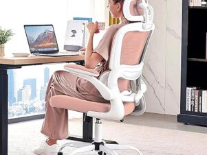 Sedia da ufficio TRALT, sedie da scrivania, sedia da scrivania per computer in rete con ruote, sedia da ufficio ergonomica, altezza regolabile, sedia girevole, sedia da lavoro (rosa) (RESO AMAZON PARI AL NUOVO)