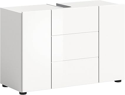 xonox.home Vira X2LA9705 Mobiletto per lavabo da bagno frontale bianco lucido con corpo profondo e melamina bianca circa 82 x 56 x 34 cm NUOVO (POSSIBILI PICCOLI DIFETTI - SCATOLA ROVINATA)