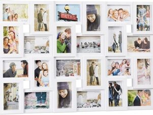 Relaxdays Cornice portafoto collage 24 foto, 9 x 13 cm, verticale o orizzontale, plastica, H 57 x L 86 cm, vari colori