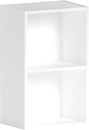 Vida Designs Oxford, Libreria a cubi a 2 ripiani, in legno, per esporre e conservare, per ufficio e soggiorno, bianco