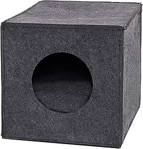 dibea Felt Cat Cave con o senza cuscino, cuccia pieghevole per gatti, mensola per gatti, 33 x 37 x 33 cm nera