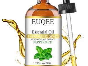 EUQEE OLIO ESSENZIALE MENTA PIPERITA Peppermint Essential Oil 118 ml Pure Peppermint Oil with Glass Dropper, Great for Aromatherapy, Diffuser, Soap Candle Making - 4Fl. Oz
